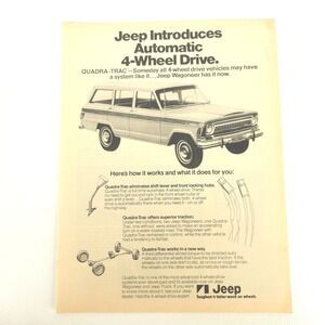 Vintage Jeep Wagoneer 4WD Print Ad Off Road SUV Collector Decor Garage Wall Art